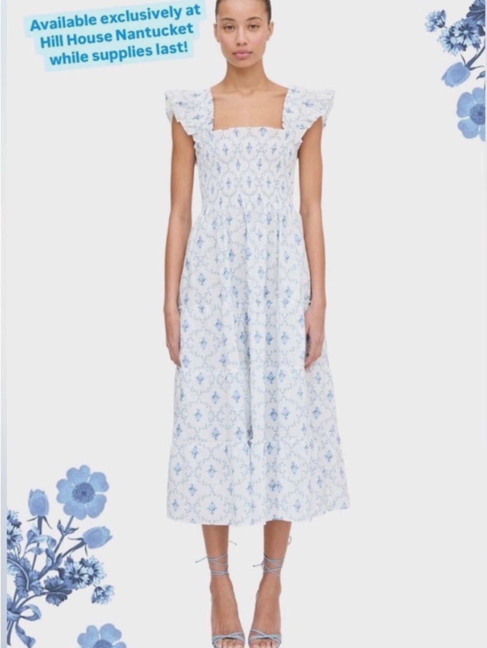 Hill House Ellie Nap Dress in Nantucket Blue Trellis XS